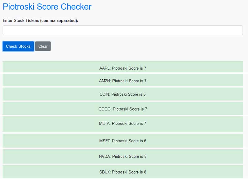 Piotroski F-Score Screener